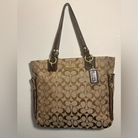 Coach Signature Tote F19388 Gallery NS Zip Tote Handbag With Tag Brown & Khaki - Picture 1 of 9